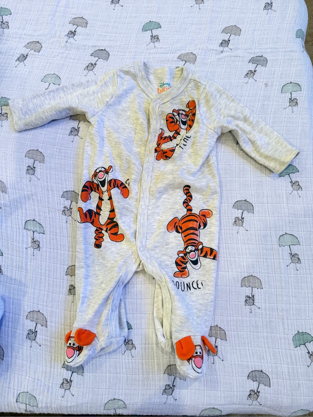 Disney Baby Cream Bodysuit with Teal and Coral Logo Tigger 0-3 months